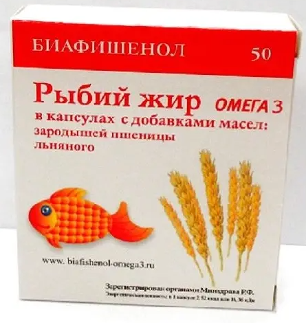 фото упаковки Биафишенол рыбий жир с маслом зародышей пшеницы и льна