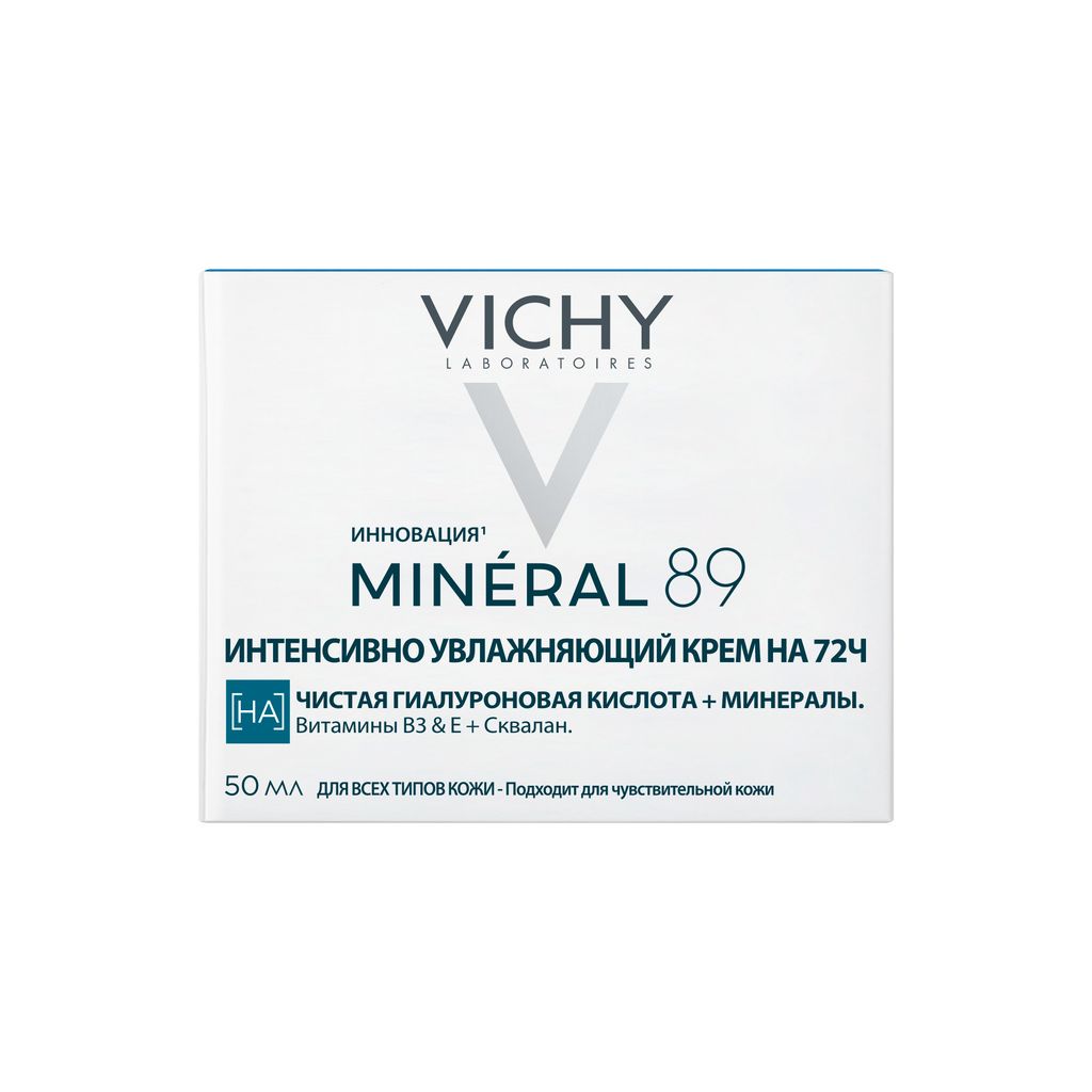 Vichy Mineral 89 Крем интенсивно увлажняющий 72 часа, крем для лица, для всех типов кожи, 50 мл, 1 шт.