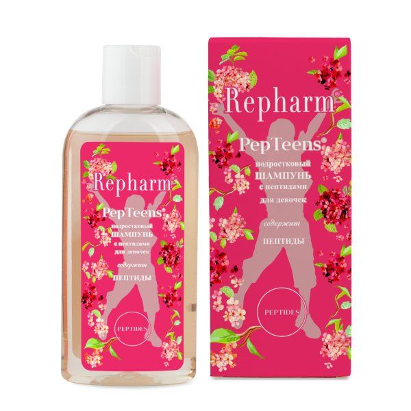 фото упаковки Repharm PepTeens Шампунь подростковый с пептидами для девочек, шампунь, 200 мл, 1 шт. фото упаковки Repharm PepTeens Шампунь подростковый с пептидами для девочек