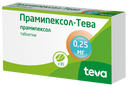 Прамипексол-Тева, 0.25 мг, таблетки, 30 шт.
