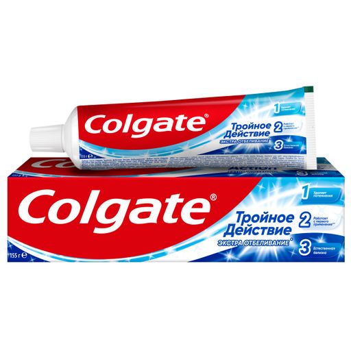 Colgate Тройное Действие Экстра отбеливание зубная паста, паста зубная, 100 мл, 1 шт.