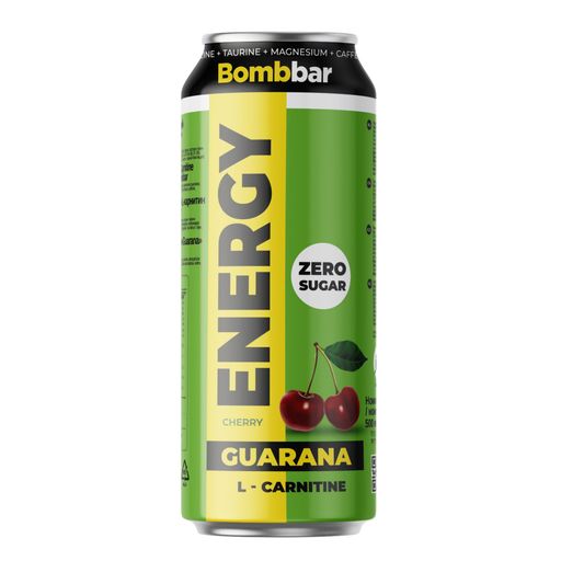 Bombbar Energy L-карнитин с Гуараной, напиток тонизирующий газированный, вишня, 500 мл, 1 шт.