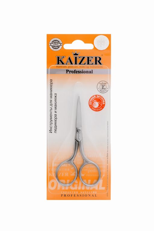 Kaizer Ножницы маникюрные прямые заточенные, ножницы, серебро, 1 шт.