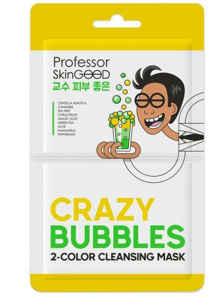 Professor SkinGood Маска для лица Пузырьковая, тканевая маска для лица, двухцветная очищающая, 30 мл, 1 шт.
