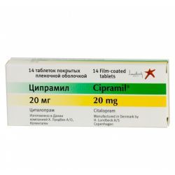 Ципрамил, 20 мг, таблетки, покрытые пленочной оболочкой, 14 шт.