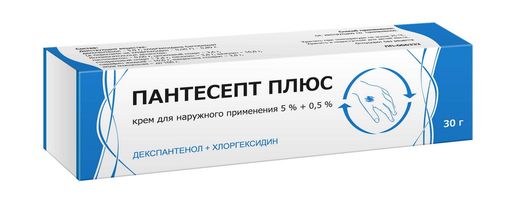 Пантесепт плюс, 5%+0.5%, крем для наружного применения, 30 г, 1 шт.