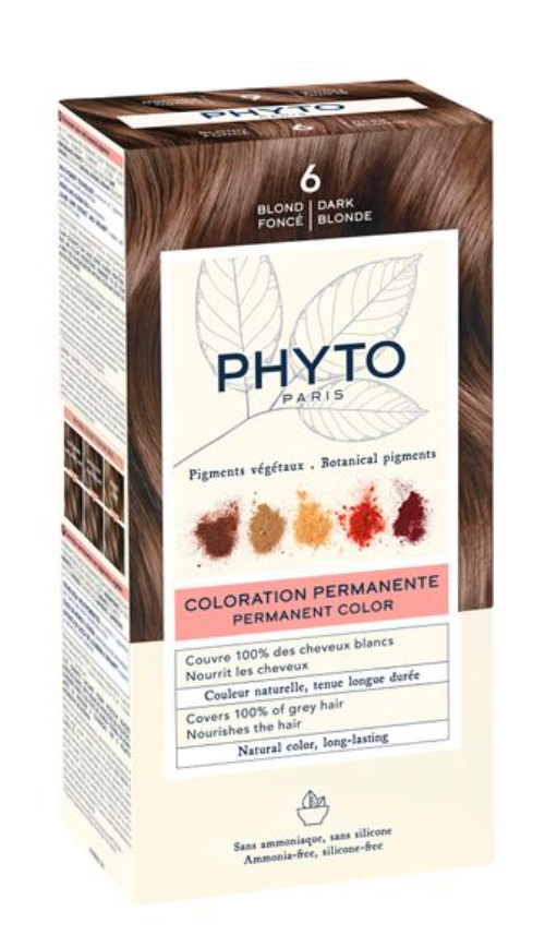 Phyto Paris Крем-краска для волос в наборе, тон 6, Темный блонд, краска для волос, +Молочко +Маска-защита цвета +Перчатки, 1 шт.