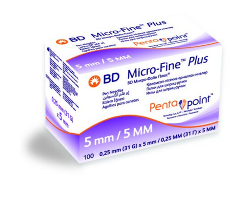 Иглы BD Micro-Fine Plus с заточкой pentapoint для шприц-ручки, 31G(0.25х5)мм, 100 шт.