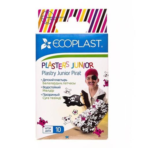 Ecoplast Набор пластырей Junior Pirate, 2см х 7см, пластырь, 10 шт.