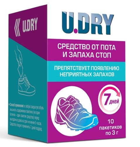 U Dry Дезодорант для ног, порошок, 3 г, 10 шт.