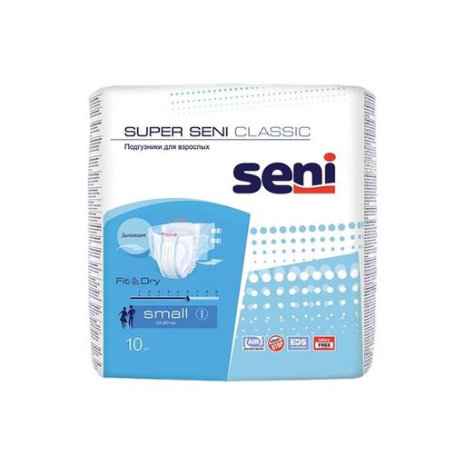 Seni Super Classic Подгузники для взрослых, Small S (1), 55-80 см, 10 шт.