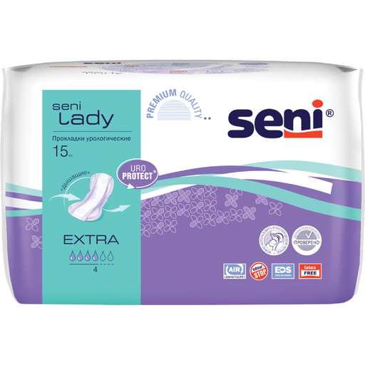 Seni Lady Extra прокладки урологические, 15 х 28 см, 4 капли, 15 шт.