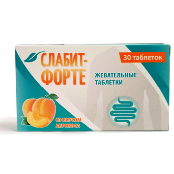 Слабит-Форте со вкусом абрикоса, 500 мг, таблетки жевательные, 30 шт.