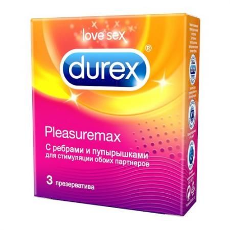 Презервативы Durex Pleasuremax, презерватив, с ребрами и пупырышками, 3 шт.