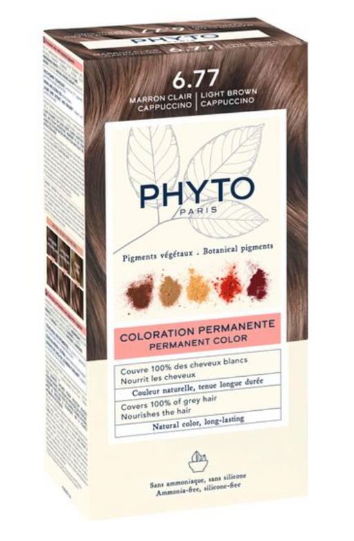 Phyto Paris Крем-краска для волос в наборе, тон 6.77, Светлый каштан-капучино, краска для волос, +Молочко +Маска-защита цвета +Перчатки, 1 шт.